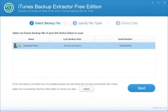 iTunes Backup Extractor Free Edition screenshot