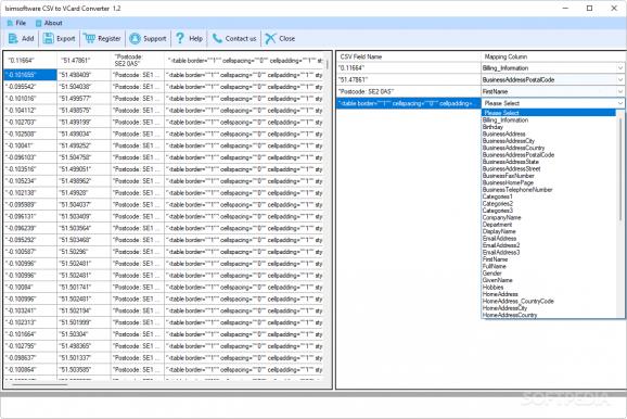 isimSoftware CSV to vCard Converter screenshot
