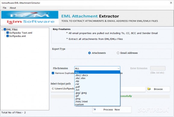 isimSoftware EML Attachment Extractor screenshot