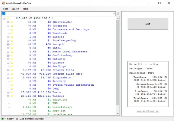 isimSoftware Folder Size screenshot