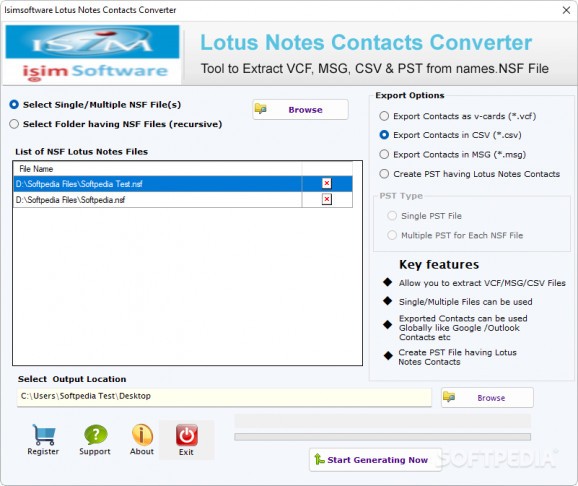 isimSoftware Lotus Notes Contacts Converter screenshot