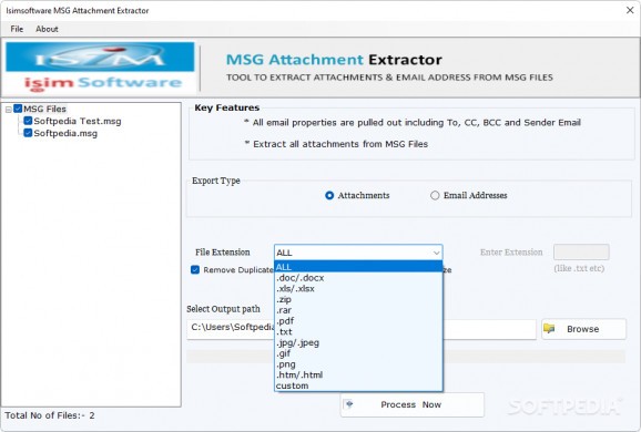 isimSoftware MSG Attachment Extractor screenshot