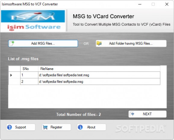 isimSoftware MSG to VCF Converter screenshot