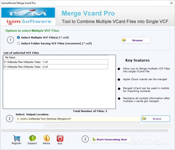 isimSoftware Merge Vcard Pro screenshot