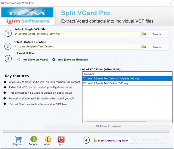 isimSoftware Split Vcard Pro screenshot
