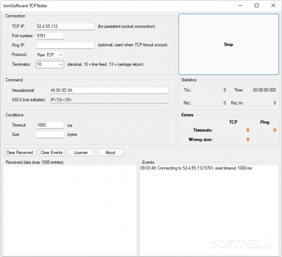 isimSoftware TCP Tester screenshot