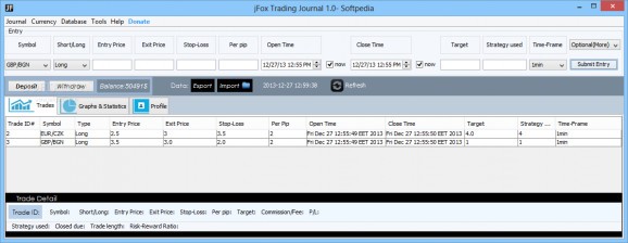 jFox Trading Journal screenshot