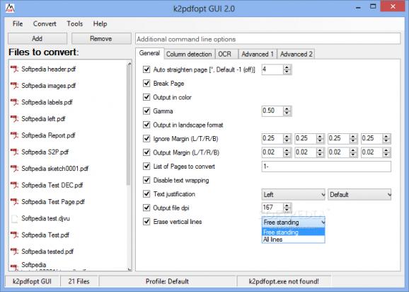 k2pdfopt GUI screenshot