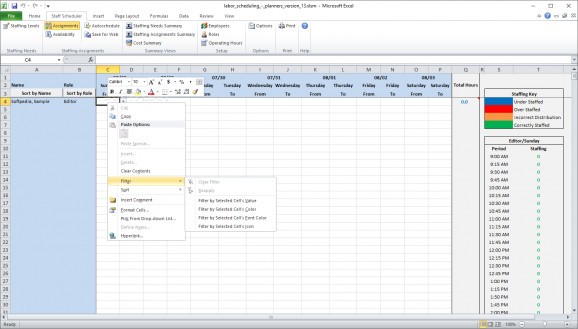 Labor Scheduling Planner's Version screenshot