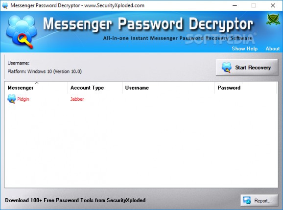 Messenger Password Decryptor screenshot
