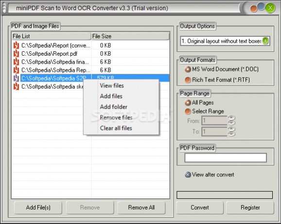 miniPDF Scan to Word OCR Converter screenshot