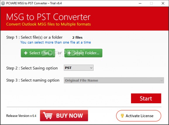 PCVARE MSG to PST Converter screenshot