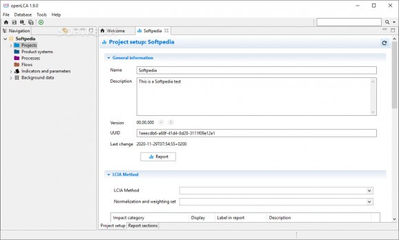 openLCA framework screenshot