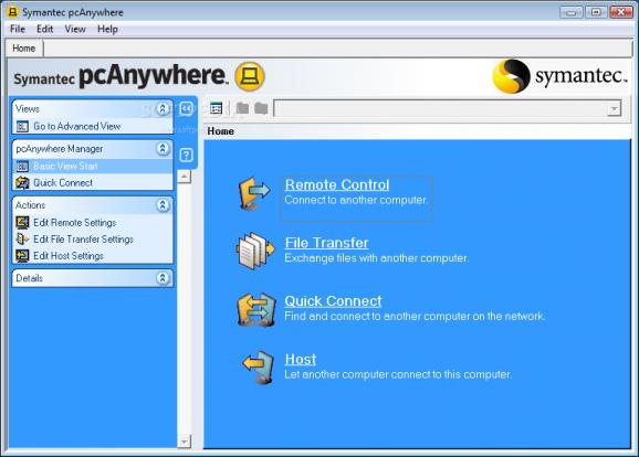 Symantec pcAnywhere screenshot