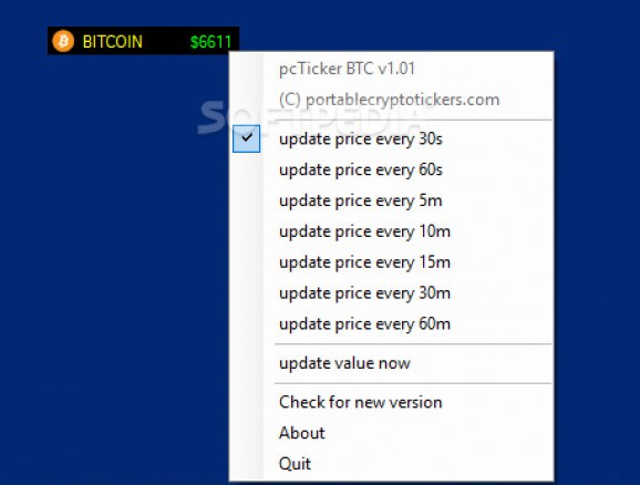 pcTicker BTC (Bitcoin ticker) screenshot