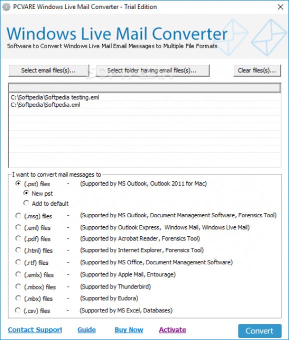PCVARE Windows Live Mail Converter screenshot