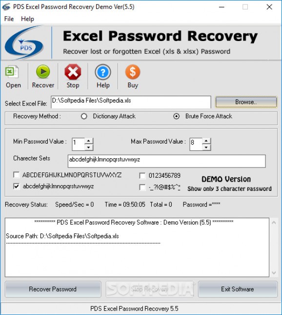 PDS Excel Password Recovery screenshot