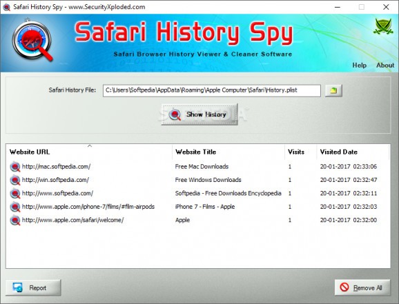 Safari History Spy screenshot