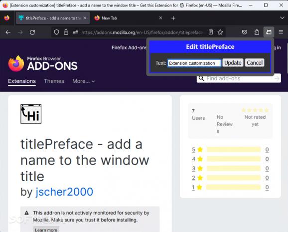 titlePreface - add a name to the window title screenshot