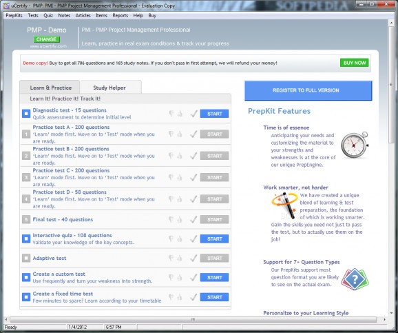 uCertify - PMP: PMI - PMP Project Management Professional screenshot