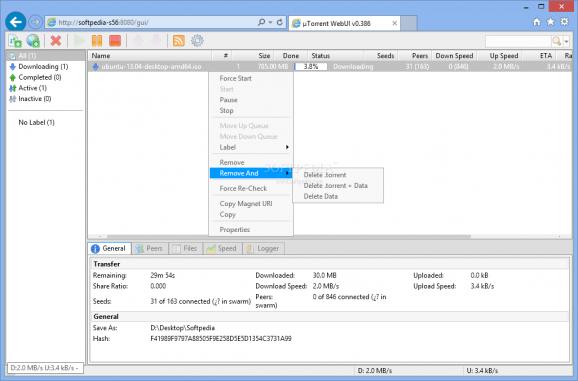 uTorrent WebUI screenshot