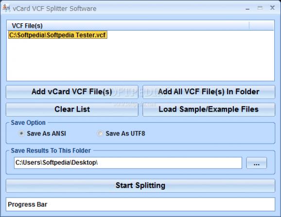 vCard VCF Splitter Software screenshot