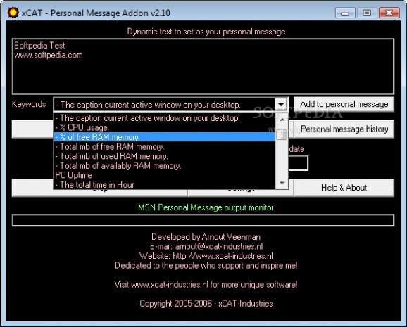 xCAT - Personal Message Addon screenshot