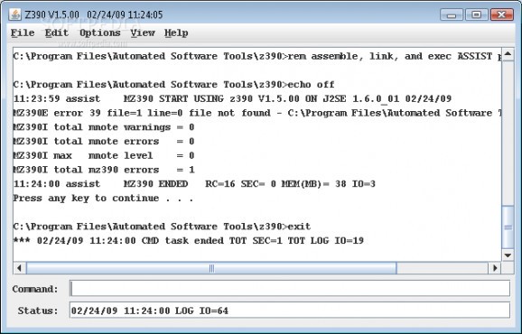 z390 Portable Mainframe Assembler screenshot