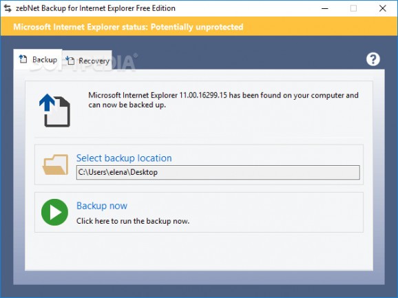 zebNet Backup for Internet Explorer Free Edition screenshot