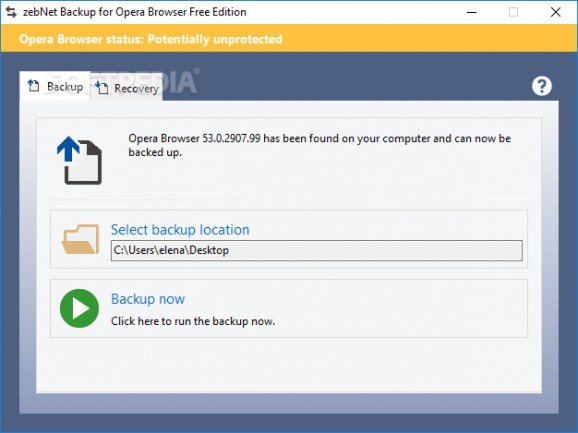 zebNet Backup for Opera Browser Free Edition screenshot