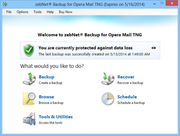 zebNet Backup for Opera Mail TNG screenshot