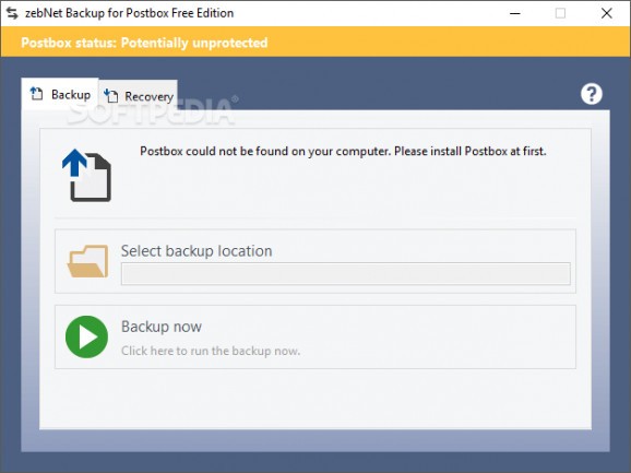 zebNet Backup for Postbox Free Edition screenshot
