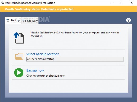 zebNet Backup for SeaMonkey Free Edition screenshot