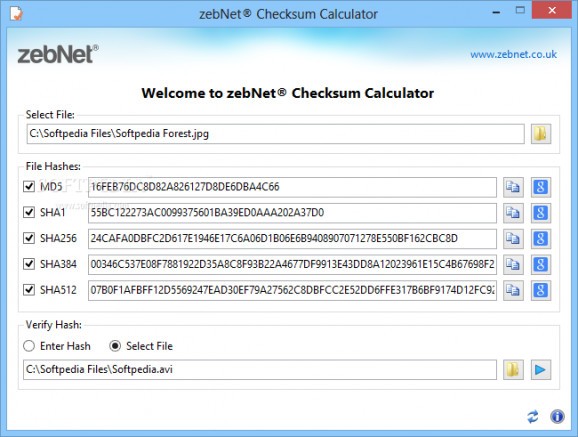 zebNet Checksum Calculator screenshot