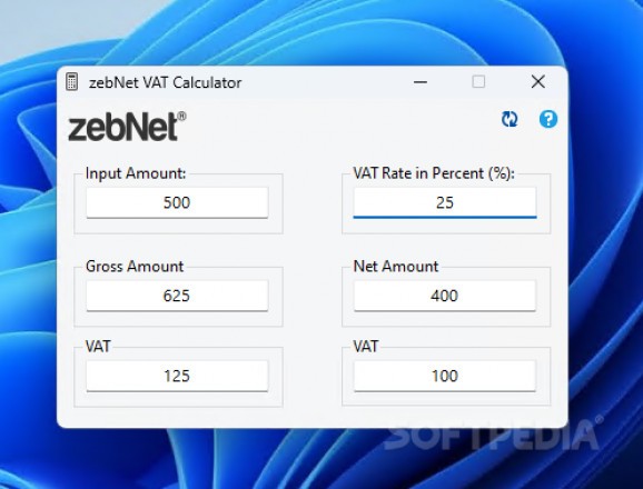 zebNet VAT Calculator screenshot