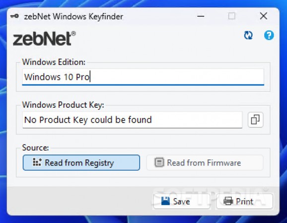 zebNet Windows Keyfinder screenshot