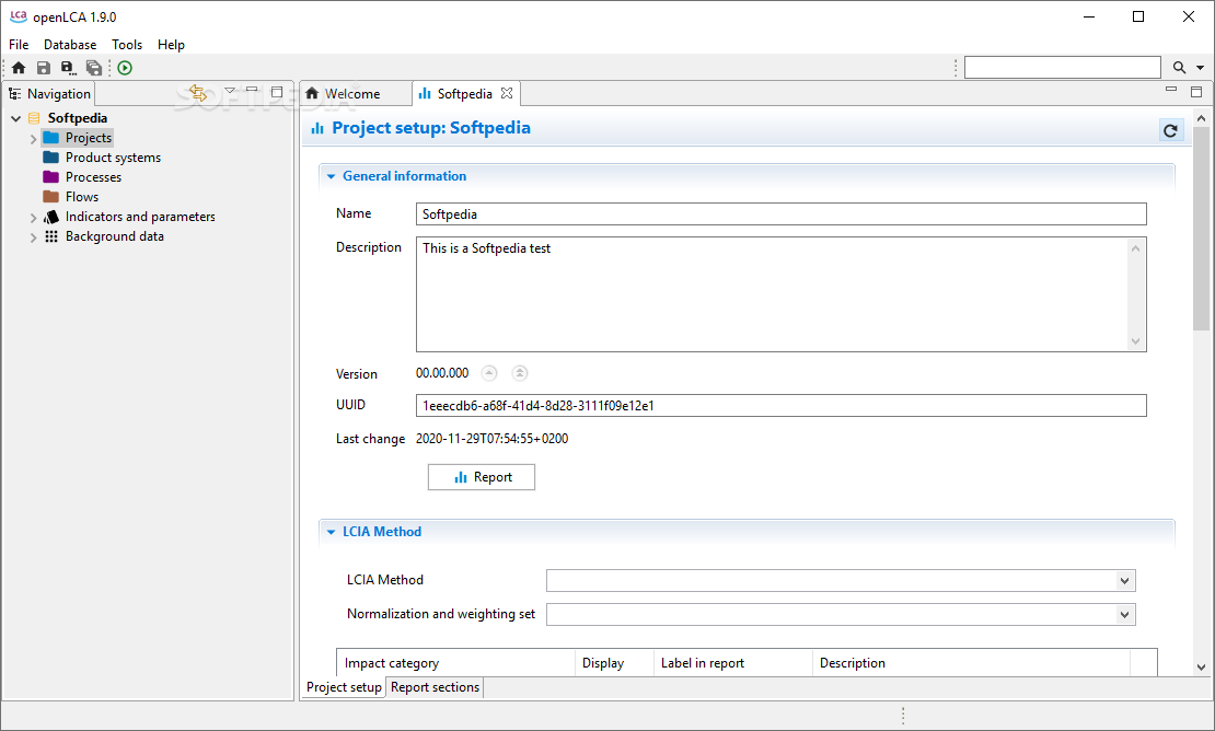 openLCA framework screenshot #0