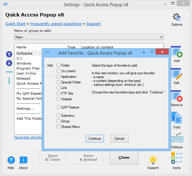 download the new for ios Quick Access Popup 11.6.3