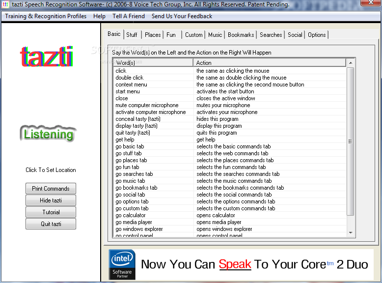 tazti speech recognition software for windows xp