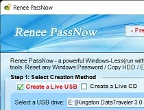 renee passnow $29.95 password cracker creates a bootable usb or cd